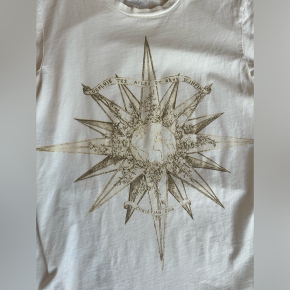 Christian Dior Cotton Graphic Print Crew-Neck T-Shirt Size Medium Natural White - Picture 9 of 16